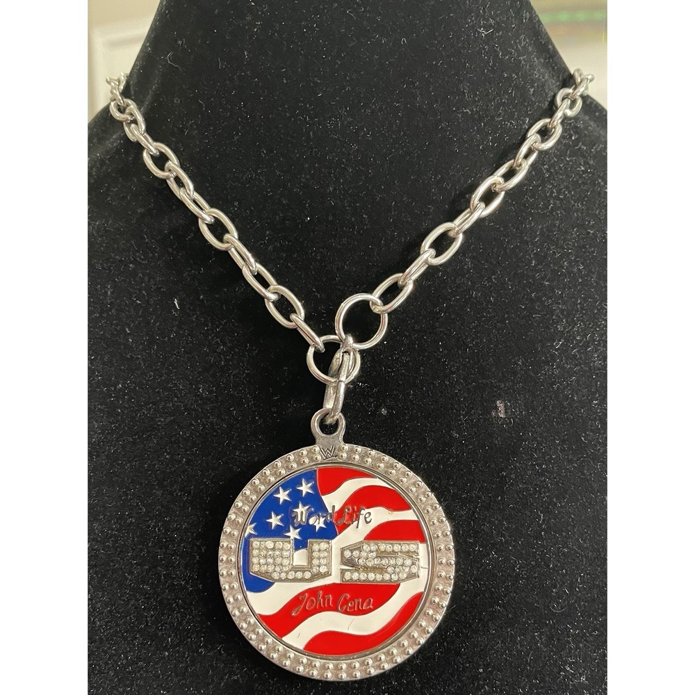 Vtg 2005 WWE John Cena Word Life Pendant Necklace Ruthless Aggression Wrestling